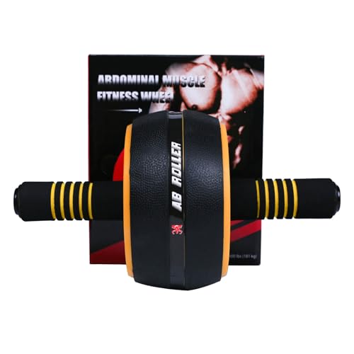 AB Wheel Roller, Exercise Abdominal Wheel Fitness for Gym & Home, Work-out Strength-Training Equipment with Knee Pad - color: Yellow