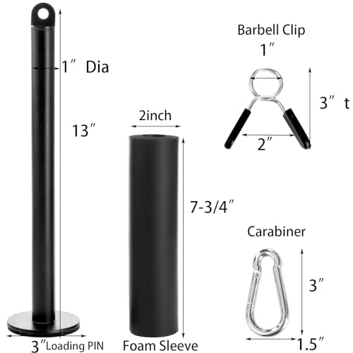 Jucoan Weight Loading Pin for 1 Inch Standard and 2 Inch Weight Plate, Loading Pin with Heavy Duty Carabiner for Cable Pulley System LAT Pulldown Home Gym Workout Equipment