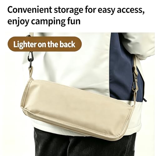 Foldable Backpack Stool, Folding Backpack Stool with Shoulder Strap & 2 Side Pockets, Collapsible Folding Stool for Camping, Fishing, Hiking, Travel & Outdoor (Khaki)