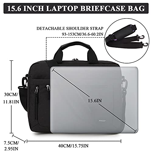 RAVUO Laptop Bag for Men, Water Resistant Shoulder Messenger Bag 15.6inch Computer Carrying Case Business Briefcase with Organizer Pocket | Carrying Case - color: 15.6inch-black