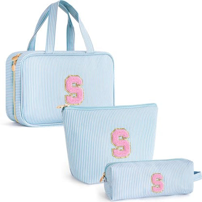 Gifts for Teen Girls Women - Personalized Toiletry Bag Initial Makeup Bag | Travel Cosmetic Bag | 8 9 10 11 12 13 14 15 16 Years Old Girl Gift Trendy Stuff - Blue S - color: Blue, style: S