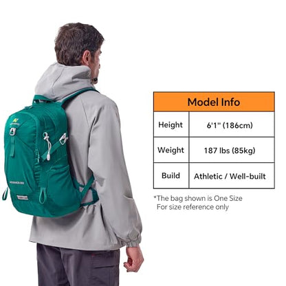N NEVO RHINO 20L Hiking Internal Frame Backpack for Men Women, Small Travel Backpack Waterproof Backpack with Rain Cover - color: Dark Green