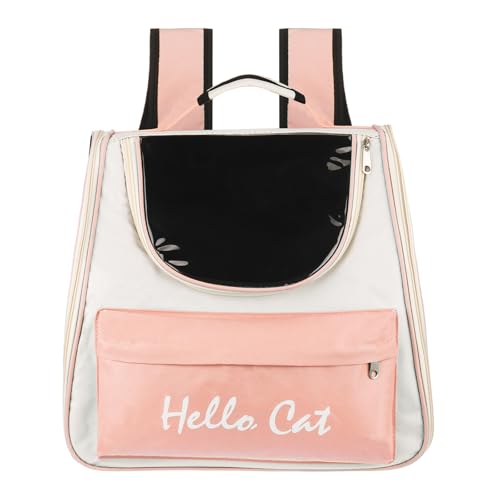 Cat Backpack Carrier, Large Space & Breathable, Ventilated Mesh Design Pet Backpack for Cats or Small Dogs, Intended for Hiking/Camping/Traveling (Pink, 14.6"x9.8"x13.4") - color: Pink