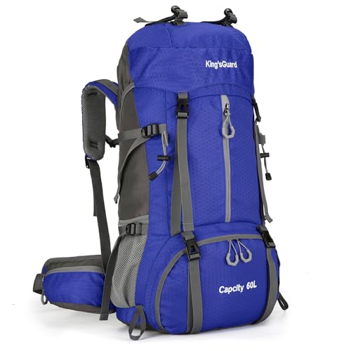 King'sGuard 60L waterproof lightweight hiking backpack with rain cover and shoe compartment outdoor sports travel backpack (DeepBlue) - color: Deepblue