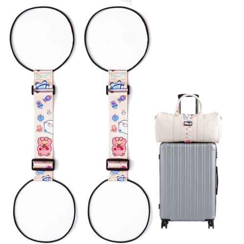 2 Pack Luggage Connector Straps for Suitcases 25 Colors, Adjustable Elastic Travel Bag Strap with Dual Stability Design, Add-a-Bag Hands-Free Luggage Belt, Fits Most Carry-On & Checked Luggage - color: Bear