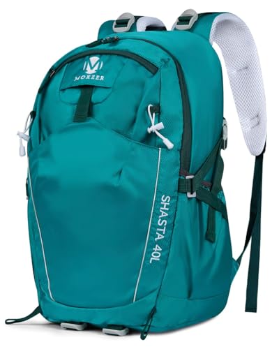 Hiking Backpack 40L Lightweight Waterproof Daypack for Men Women Outdoor Camping Mountaineering Trekking Travel Bag - color: Lake Blue