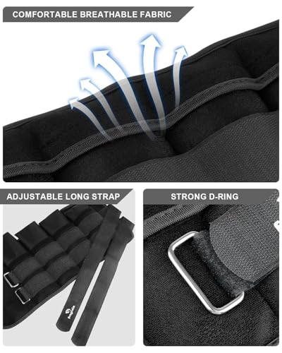 Fragraim Adjustable Ankle Weights 1-3/4/5/6/8/10/12/15/20 LBS Pair with Removable Weight for Jogging, Gymnastics, Aerobics, Physical Therapy - color: black - double buckle, style: 7.5 lbs each( 15 lbs pair)