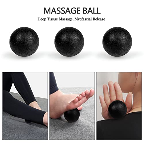 JOYENERGY 5 in 1 Foam Roller Set High Density Foam Roller Patented, Massage Stick, Massage Ball, Resistance Band for Deep Muscle Massage Pilates Yoga, Fitness for Trigger Point Release - color: Pure Black
