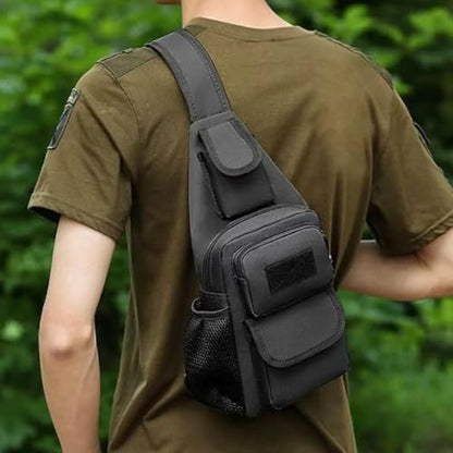 Sling Bag Crossbody Backpack for Men Women Travel Outdoor Camping (Black) - color: Black