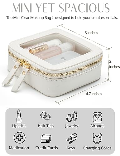 Popvibe Clear Makeup Case Toiletry Bag Travel Clear Cosmetic Bag with Zipper, Make Up Bag Organizer Traveling TSA Approved Transparent Makeup Bag Car for Essentials, Mini & Medium, White - color: White, style: Mini & Medium