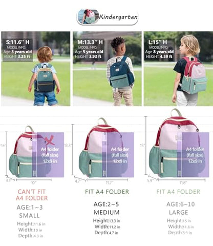 atgark Toddler Backpack for Boys 2-5: Preschool Kindergarten 13" Daycare Backpacks Fit A4 Folder - color: Cherry, style: Ages 2-5 (13" H Fit A4 Folder)