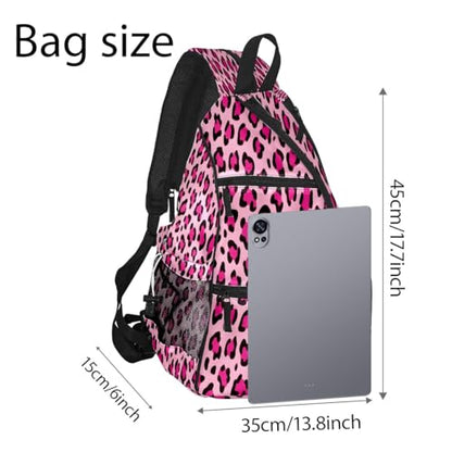 Pickleball Bag for Women & Men – Lightweight Sports Backpack with Paddle Compartments, Dual Carry Modes, Detachable Zippered Strap, Brown Leopard, Great Gift Option for Players - color: Pink Leopard