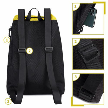 Lohol Large Mesh Drawstring Backpack with Shoe Bag, Durable Swimming String Sack with Handle for Sports Gym Yoga Beach Travel - color: Yellow