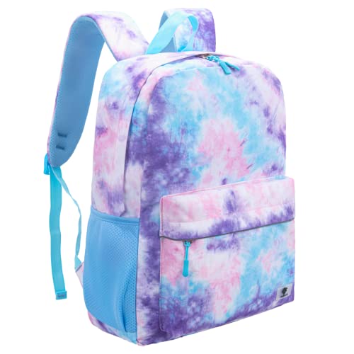 Fenrici Tie Dye Backpack for Girls, Teens, Girls' Backpack for School, Kids' Bookbags with Padded Laptop Compartment, Tie Dye, Pink, Pastel, 17 Inch - color: Pink Tie Dye