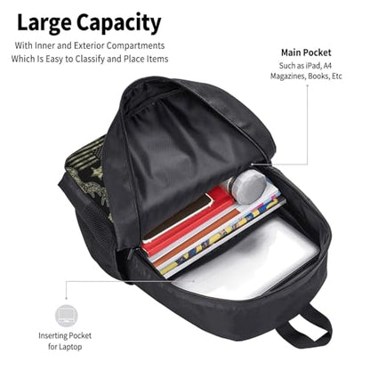 Ergonomic Padded Backpack Camouflage Hunting Deer Camo American Flag, Anti Theft Spacious Travel Daypack Sturdy Polyester Bag for Commute Gym Outdoor Leisure Use - color: Design (215)