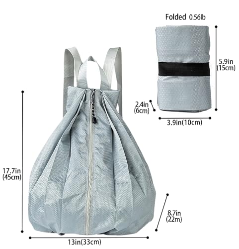 Ultra Lightweight Waterproof Small Hiking Backpack,Packable, Foldable Collapsible for Beach, Camping And Gym,Small Gym Bag, casual daypacks, Travel Backpack, (Light Grey) - color: Light Gery