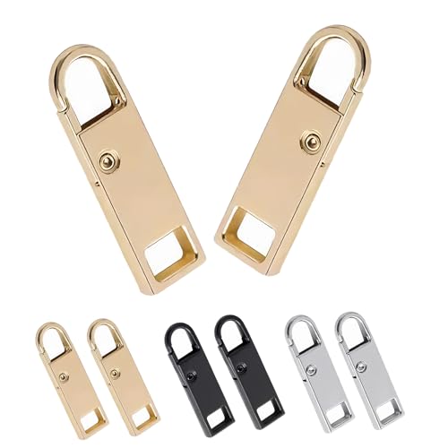 Deoward Zipper Pull Replacement Metal Zipper Handle Mend Fixer Tab Repair for Luggage, Backpacks, Suitcases, Jackets, Purses, Handbags (6 PCS) - style: Black+Silver+Gold Zipper Pulls Cord