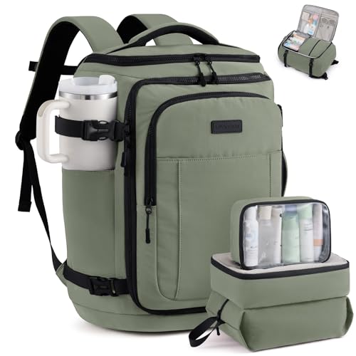 LOVEVOOK Travel Backpack for Women & Men, 40L TSA Approved Carry On Backpack with 3 Packing Cubes, Waterproof Weekender Overnight Bag for 2-4 Day Trips, Business & Travel Essentials, Slate Green-Black - color: Slate Green-black, size: 40L-4Pcs
