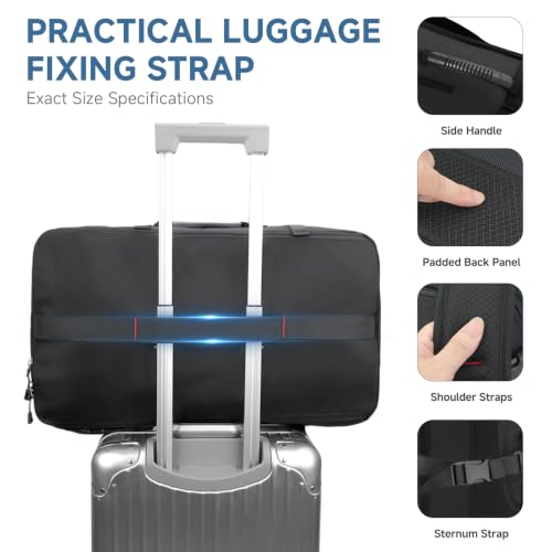 SWICKY Carry-on Travel Backpack for Men, Airline Approved Convertible Duffle Backpack with Shoe Compartment & USB Charging Port, Water Resistant 17.3 Inch Laptop Backpack for Travel Gym Camping - color: 82522(black-fits 17.3 Inch Laptop)