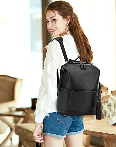 Diaper Bag Backpack Leather Backpack for Women Travel Baby Bag Mother Outdoor Backpack with Changing Pad Stroller Straps(2 pieces) Black - color: Black