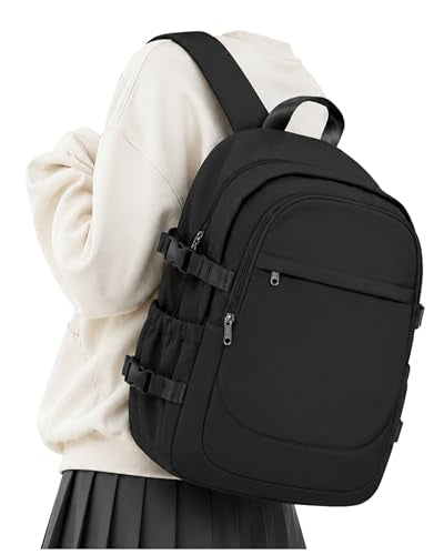 Black Backpack for Men Women, Lightweight Basic Bookbag for Teens Boys and Girls, Causal Daypack Travel Carry on Backpack fits 15.6 Inch Laptop - color: I-black
