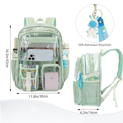 Clear Backpack Heavy Duty Transparent Backpacks Stadium Approved for School Work Sport Travel (Matcha Green) - color: Matcha Green