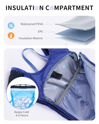 Blue Quartz Hydration Backpack with 2L Water Bladder, Hiking Water Pack with Insulated Compartment for Women Men, Lightweight Cycling Daypack with Phone Pocket, Hydration Pack for Running,Biking - color: Blue