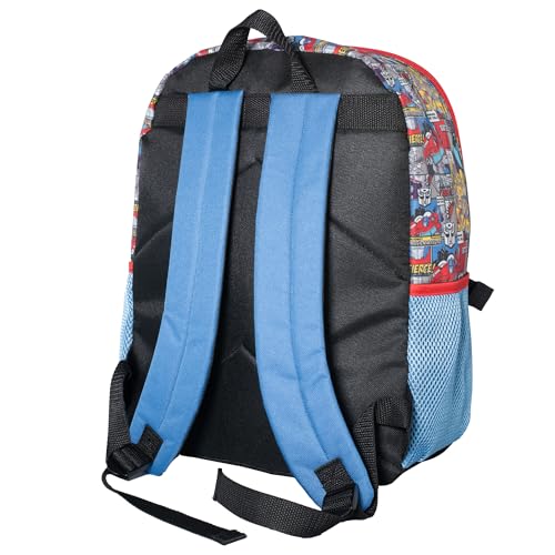 AI ACCESSORY INNOVATIONS Transformers 5 PC Backpack Set, Bumblebee & Optimus Prime School Bag 16”, Blue & Red - color: Transformers