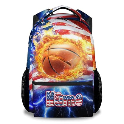 UNIKITTY Backpack for School, Basketball Backpack for Boys - Personalized Basketball Bookbag - 17 Inch Custom Kids Schoolbag with Name - Back to School Gifts - color: Color-4