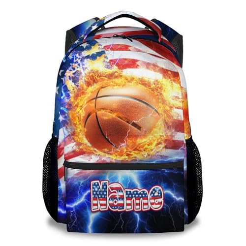UNIKITTY Backpack for School, Basketball Backpack for Boys - Personalized Basketball Bookbag - 17 Inch Custom Kids Schoolbag with Name - Back to School Gifts - color: Color-4