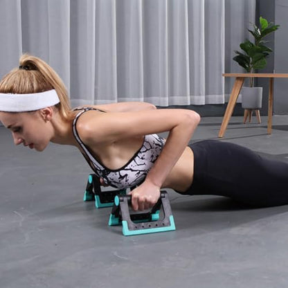 LALAFINA Push-up Rack and Push-up Bar Set, Indoor Fitness Equipment Non-slip Blue Handles, Upper Body Strength Training Tool for Home Gym and Apartment Workouts