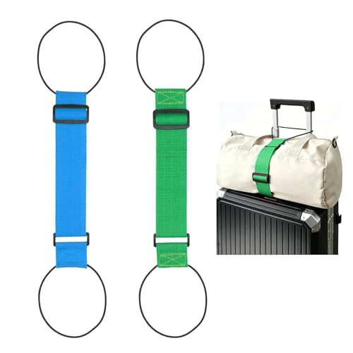 Multi Use Strong Adjustable Luggage Connector Straps for Suitcases,2 Pack Flexible Luggage Accessories Elastic Fastening Bag Strap (Blue and Green) - color: Blue and Green