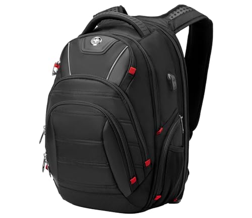 Swissdigital Design Men's Laptop Backpack for College and Business Travel with Integrated USB Charging Port and RFID Protection Fits Laptops up to 15.6 in, Black | J14-BR - color: Black
