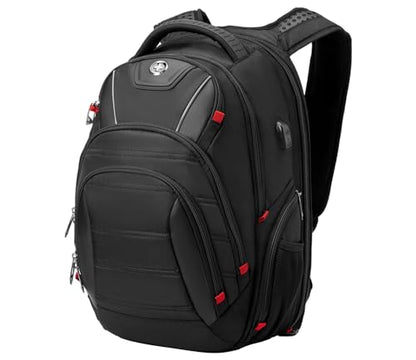 Swissdigital Design Men's Laptop Backpack for College and Business Travel with Integrated USB Charging Port and RFID Protection Fits Laptops up to 15.6 in, Black | J14-BR - color: Black