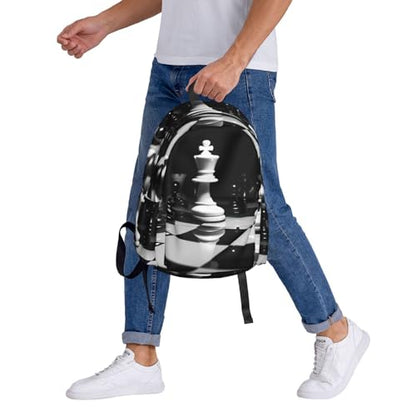black and white chess Travel Backpack for Men Women 15.6 inch Laptop Backpack Casual Daypack for Weekender - color: Black and White Chess