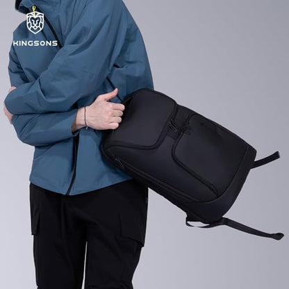 Kingsons Travel Backpack for Men, 19L Black Business Backpack with 15.6 Inch Laptop Compartment, Waterproof Polyester College Bookbag, Luggage Sleeve for Travel & Work - color: Ks24001-1