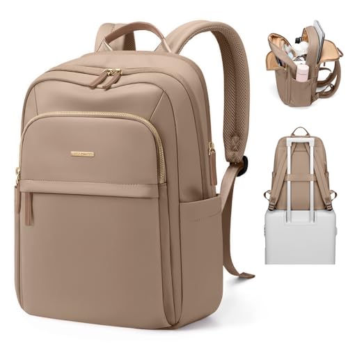 Hiking Travel Backpack for Women Casual Business Weekender Multilayer Laptop Bag,16 Inch,Champagne Brown - color: A-champagne Brown, size: 16 Inch
