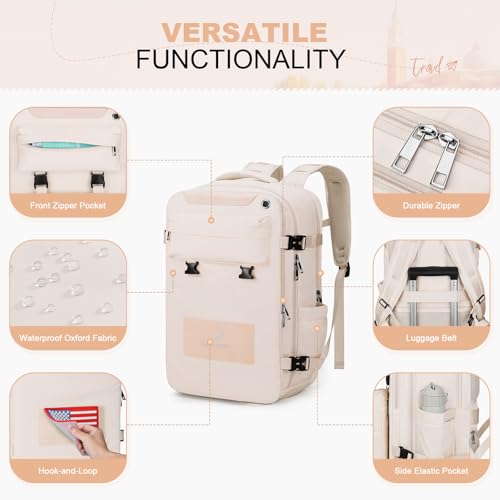 Maelstrom Travel Backpack for Men Women, 17.3" Laptop with Shoe Compartment - color: Beige, size: 17.3 inch with shoe compartment