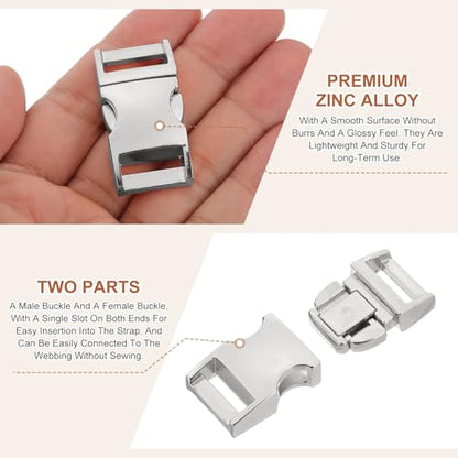 PATIKIL Quick Side Release Buckle, Metal Buckles Replacement No Sewing Snaps Clips Clasps - color: Silver, size: 1 Inch