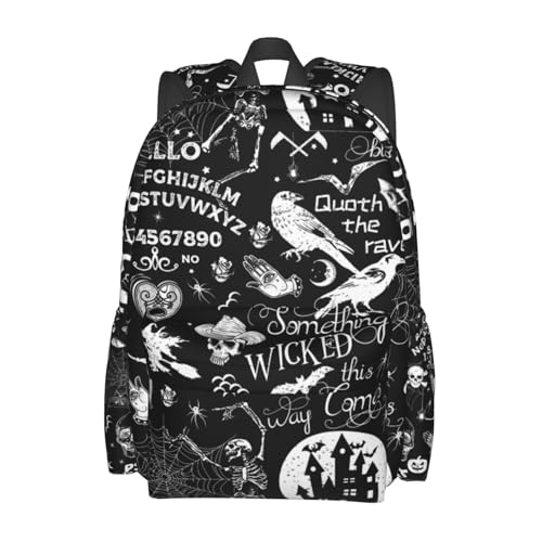 Gothic Bat Halloween Witchy Backpack School Bag Lightweight Bookbag Casual Daypack for Girls Boys Kids Women Men Travel Laptop 16 Inch - color: Halloween