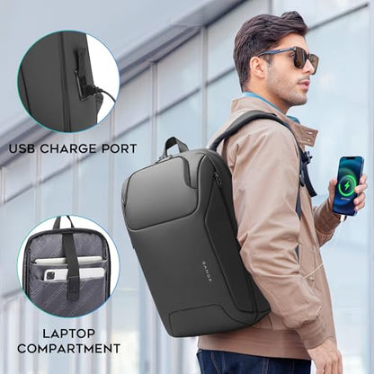 FUTURE AESTHEICS Business Laptop Backpack for Men,Women，15.6 Inch Water Resistant Travel smart Laptop Backpack Carry On Backpack with USB Charging Port，Large Business Work Durable Computer Bag, Grey - color: Grey