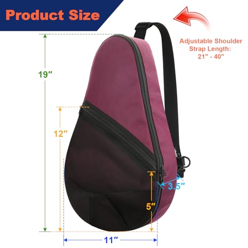Cosmos Padel Racket Bag Pickleball Paddle Sling Backpack Padel Racquet Storage Bag, Padel (Paddel Tennis) Equipment Carrying Bag with Mesh Pocket for 2 Paddles Ball Water Bottle & Accessory - color: Burgundy