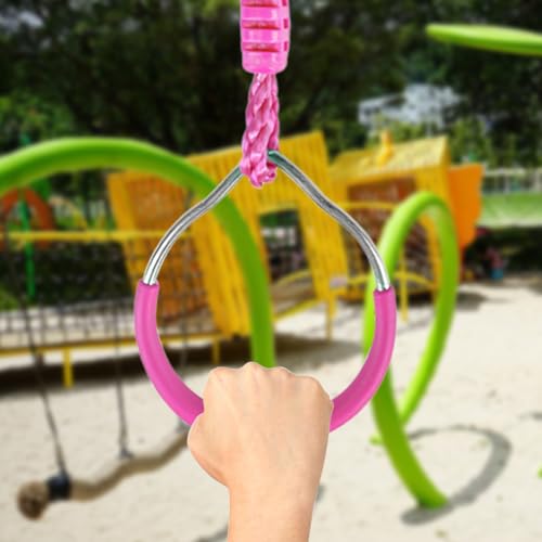 Multi-Color Ninja Rings & Monkey Bars - Adjustable Backyard Obstacle Course for Kids & Adults, Heavy-Duty Gymnastic Swing Rings, Ninjaline Slackline Training Kit (Green) - color: Green