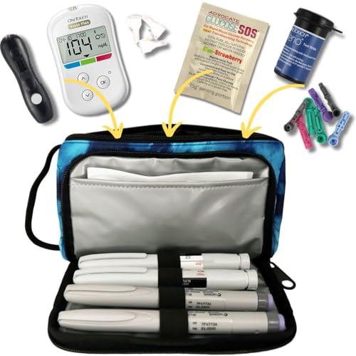 Sugar Medical Insulated Insulin Pen Case Organizer with Ice Pack - color: Waves