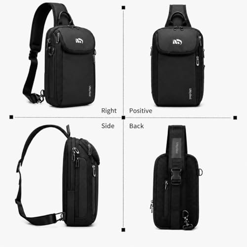 Sling Backpack RFID, Men Shoulder Crossbody Bag for 14-inch Laptop Travel - color: Grey, size: Large