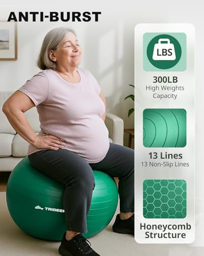 Trideer Exercise Ball for Physical Therapy, Core Strength, Stability & Balance Training, Swiss Ball for Yoga, Fitness & Rehabilitation - size: Standard Support-Large (23-26 inches/58-65 cm)