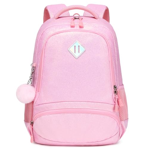 Meisohua School Backpack for Girls Shiny Glitter Sparkly Bookbag for Kids Elementary Middle School Bags for Girl Blingbling Pink - color: Glitter Pink