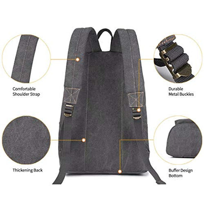 Canvas Laptop Backpack, Durable Rucksack, Travel Bag Fits 15.6 Inch Notebook for Men Women Factory Directly（Gray） - color: Gray