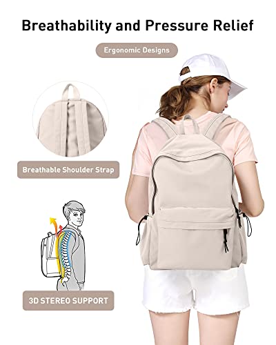 BJLFS White School Backpack for Girls Women, Waterproof High School Book Bag Cute Backpack for Men Teens Boys, Lightweight Mini Classic Basic College Backpack Middle School Back Pack Daypack - color: Small White