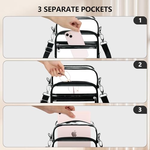 Blvornl Clear Crossbody Bag with Adjustable Shoulder Strap, Stadium Approved PVC Purse Bag, Messenger Bag - color: Clear, size: X-Large